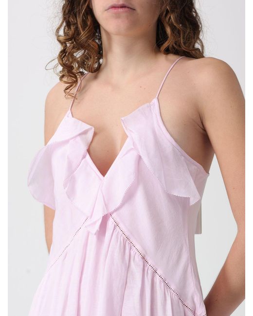 Isabel Marant Pink Vasma Long Cotton Blend Dress