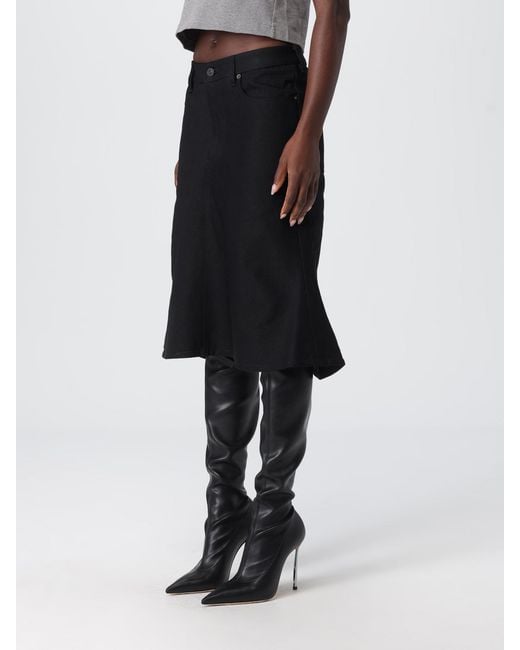 Balenciaga Black Flared Denim Skirt