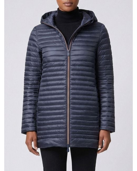 Save The Duck Blue Nylon Down Jacket With Hood