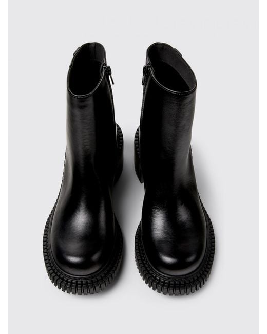 Camper Black Pix London Leather Ankle Boots