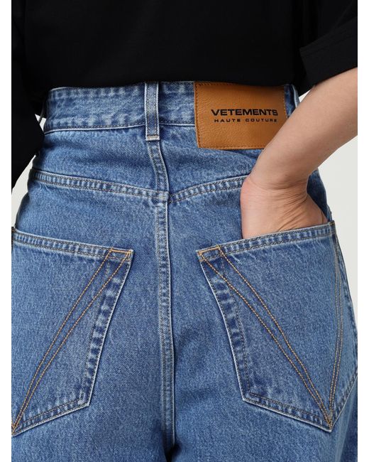 Vetements Blue High-Waisted Denim Jeans With Wide Leg For Stylish Comfort
