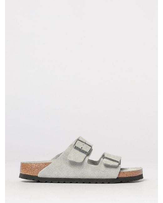 Birkenstock White Arizona Suede Sandals