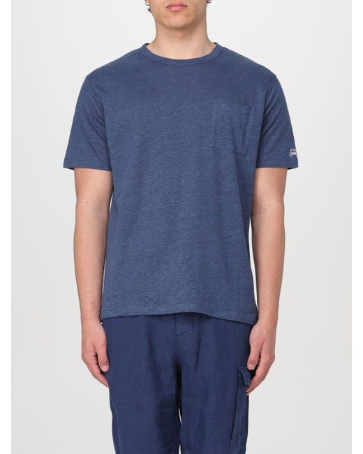 T-shirt in lino di Mc2 Saint Barth in Blue da Uomo
