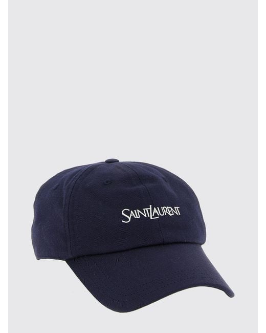 Saint Laurent Blue Cotton Baseball Cap With Contrasting Logo