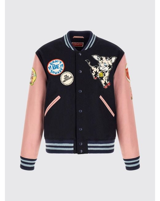 KENZO Blue Wool Varsity Jacket for men