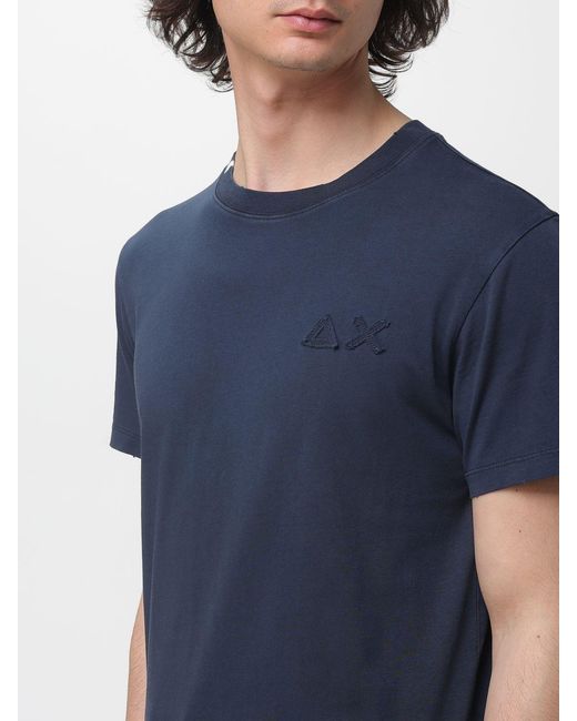 Sun 68 Blue Basic Cotton T-Shirt for men