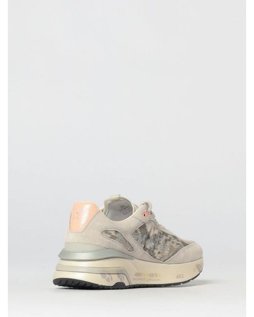 Premiata White Moerund Laminated Leather And Mesh Sneakers