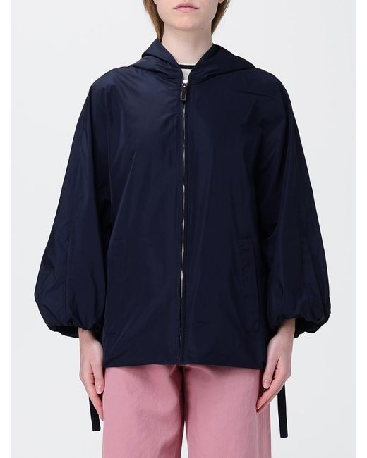 Max Mara Blue Hooded Oversized Windbreaker