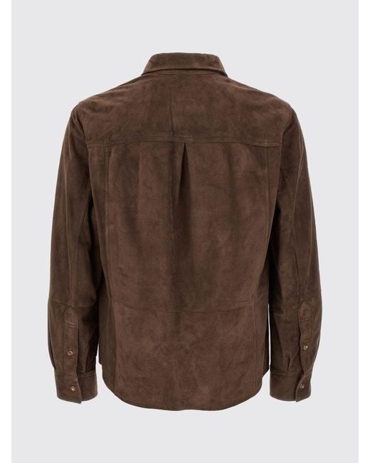 Brunello Cucinelli Brown Suede Shirt for men