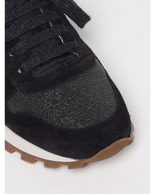 Brunello Cucinelli Multicolor Suede And Techno Fabric Runners With Precious Toe