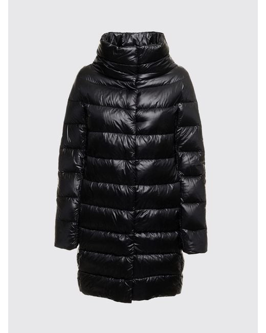 Herno Black Dora Water-Repellent Ultra-Light Nylon Down Coat With High Neck