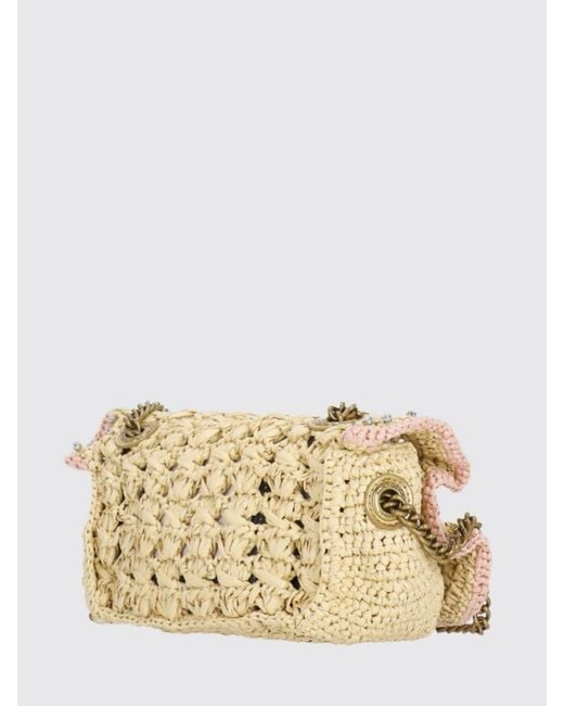 Kurt Geiger Natural Chelsea Crochet Raffia Clutch With Rhinestones