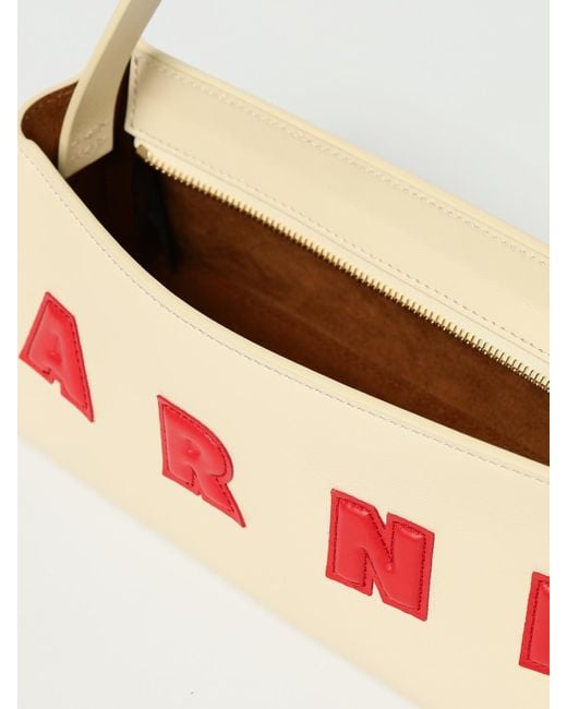 Marni Natural Calfskin Shoulder Bag With Logo