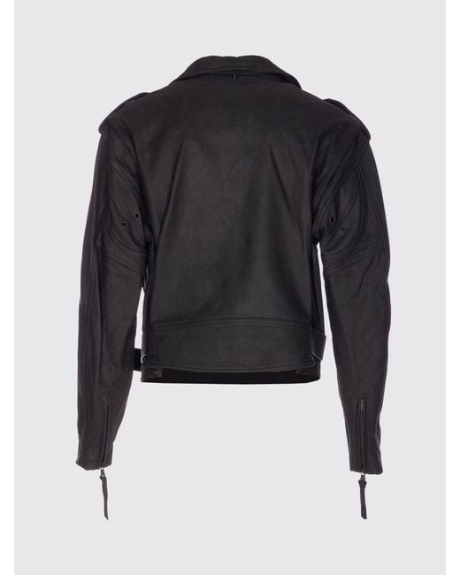 Balmain Black Leather Biker Jacket for men