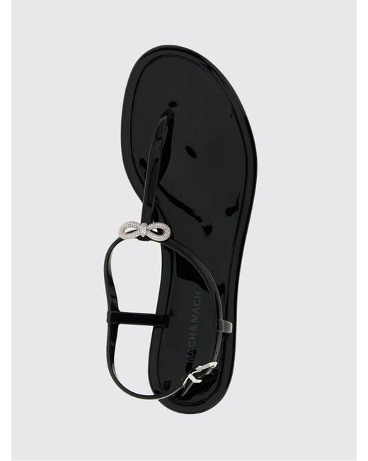 Mach & Mach Black Pvc Sandal With Rhinestone Bow