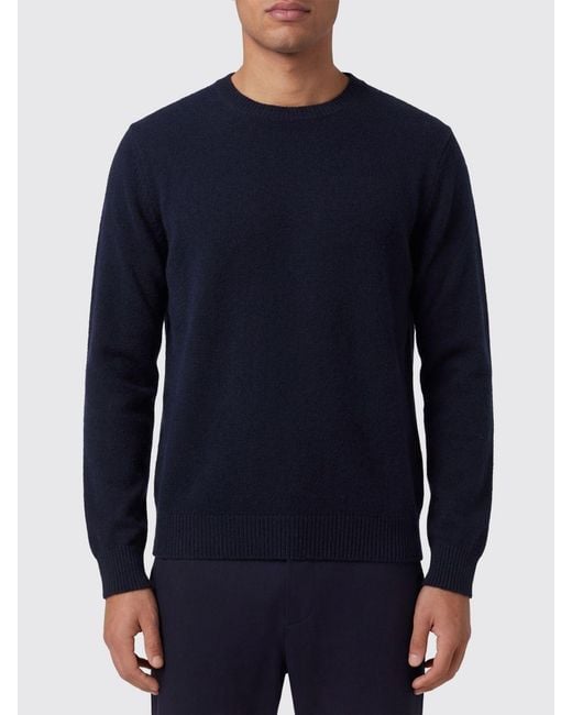 Fedeli Blue Cotton Crew Neck Knit for men