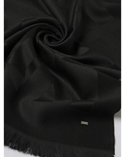 Saint Laurent Black Monogram Jacquard Wool Scarf