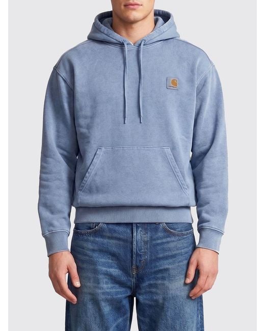 Carhartt Blue Cotton Logo Hoodie for men