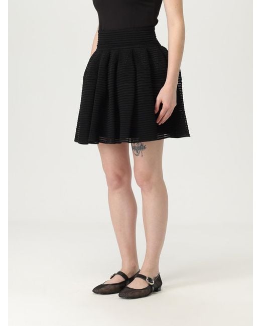 Alaïa Black Textured Woven Mini Skirt Elasticated Waistband Comfortable And Stylish