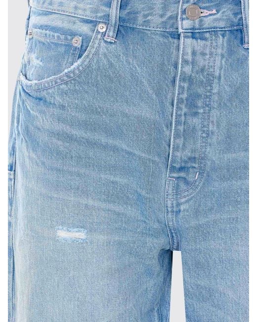 Purple Blue Five-Pocket Straight-Fit Distressed Denim Jeans for men