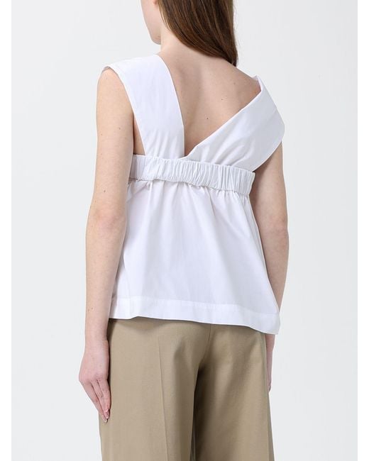Tela White Cotton One-Shoulder Top