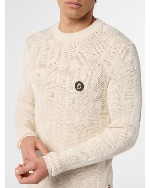 Billionaire Natural Silk And Cotton Crewneck Sweater for men