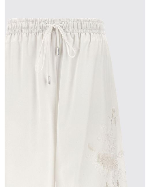 Ermanno Scervino White Cotton Palazzo Trousers With Embroidery