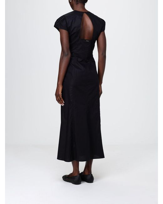 Twinset Blue A-Line Stretch Cotton Midi Dress With V-Neck And Short Sleeves