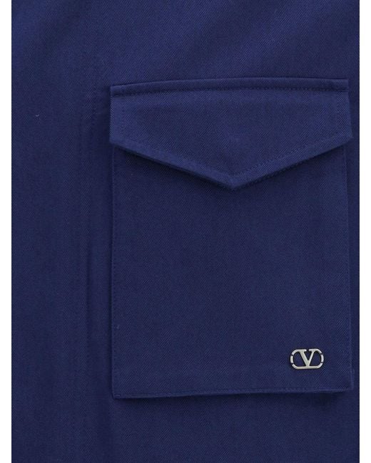 Valentino Blue Cotton Parka for men