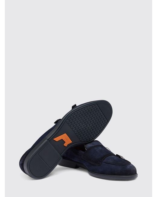 Santoni Blue Suede Monk Strap for men