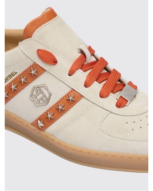 Philipp Plein Natural Retro Rebel Suede Sneakers With Applied Stars for men