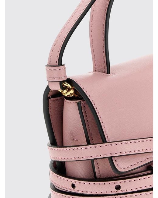 Moschino Couture Pink Tie Me Leather Mini Handbag With Shoulder Strap