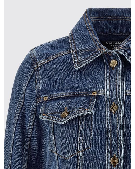 Balmain Blue Crop Denim Jacket
