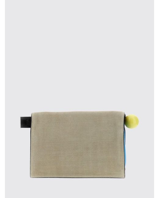 Jacquemus White Rond Carré Animal-Print Pony Hair Clutch With Metallic Logo