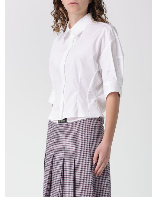 Marni White Cotton Crop Shirt