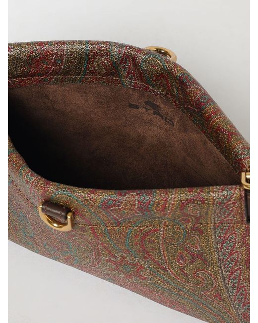 Etro Brown Talk Arnica Mini Coated Cotton Paisley Jacquard Clutch