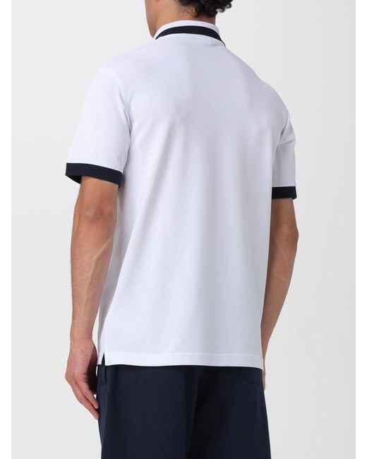 Sun 68 White Cotton Logo Polo Shirt for men