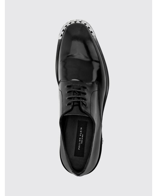 Philipp Plein White Polished Leather Derby Shoes for men