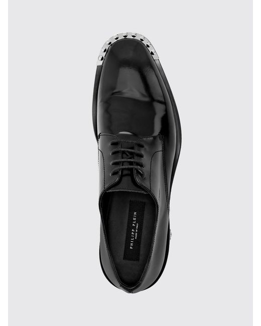 Philipp Plein White Polished Leather Derby Shoes for men