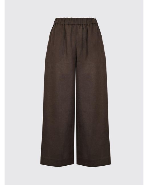 Pantaloni Crop Di Lino di Max Mara in Brown