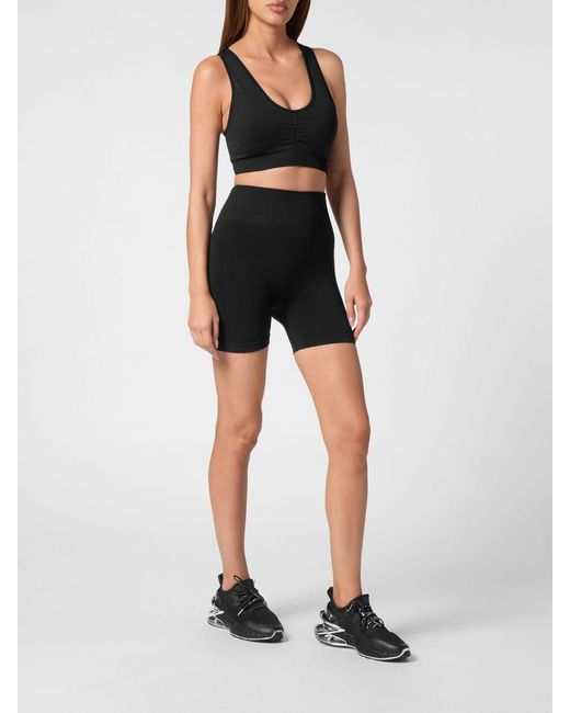 Philipp Plein Black Technical Stretch Fabric Shorts