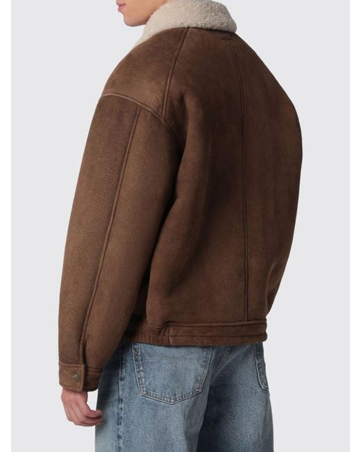 Salvatore Santoro Brown Suede Shearling Jacket With Patch Pockets for men