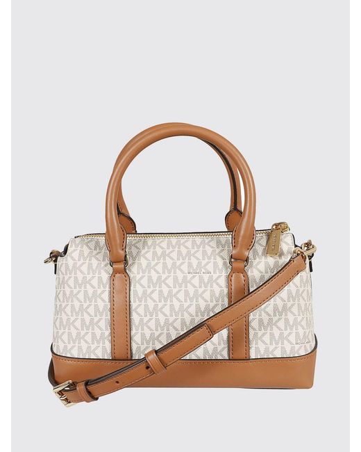 Michael Kors White Andie Coated Grained Cotton Bag With Mk Monogram