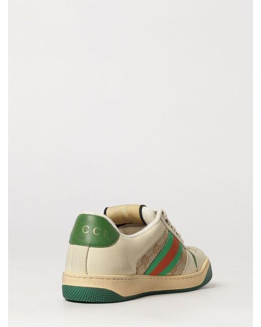 Gucci Green Screener Low-Top Leather And Cotton Sneakers With Gg Monogram