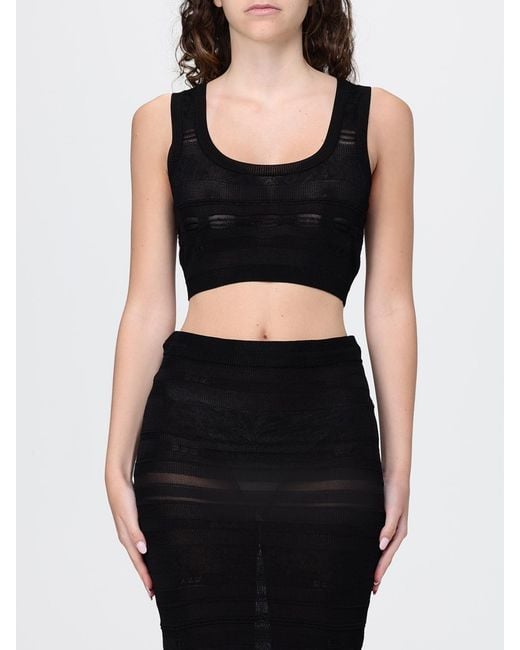 Laneus Black Viscose Knit Top