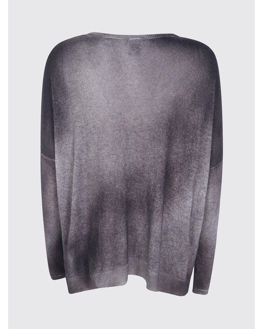 Avant Toi Gray Pure Cashmere Crewneck Jumper With Abstract Pattern And Dropped Shoulders