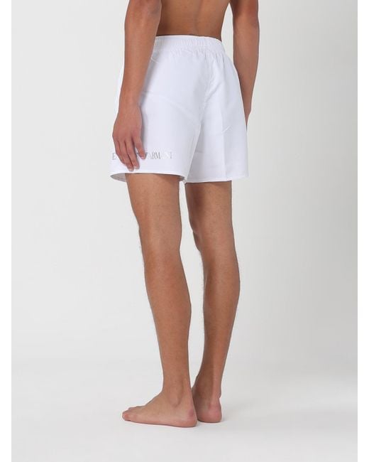 EA7 White Swim Trunks Comfortable Lightweight Swimwear for men