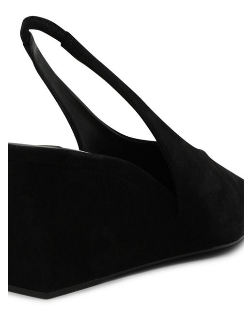 Alaïa Black Cube Suede Wedge Slingbacks