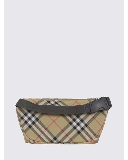 Burberry Gray Check Print Nylon Belt Bag for men