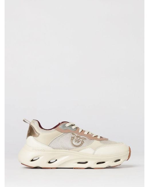 Pinko Natural Leather And Mesh Sneakers